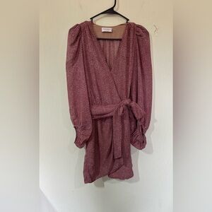 Dress Forum Los Angeles mauve animal print long sleeve v neck mini dress